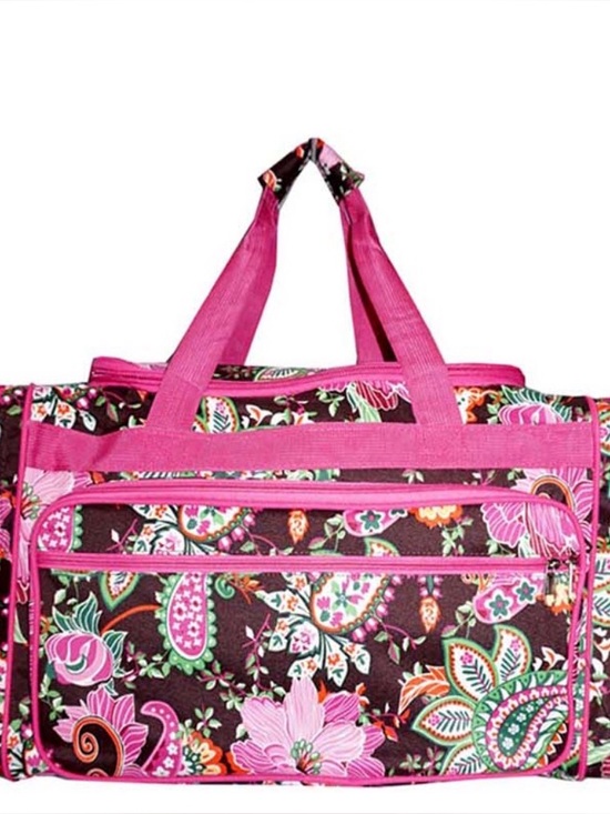 Handbags - Small Canvas Lightweight Flower Print 17"
Duffel Bag 3 pink and 1 brown
